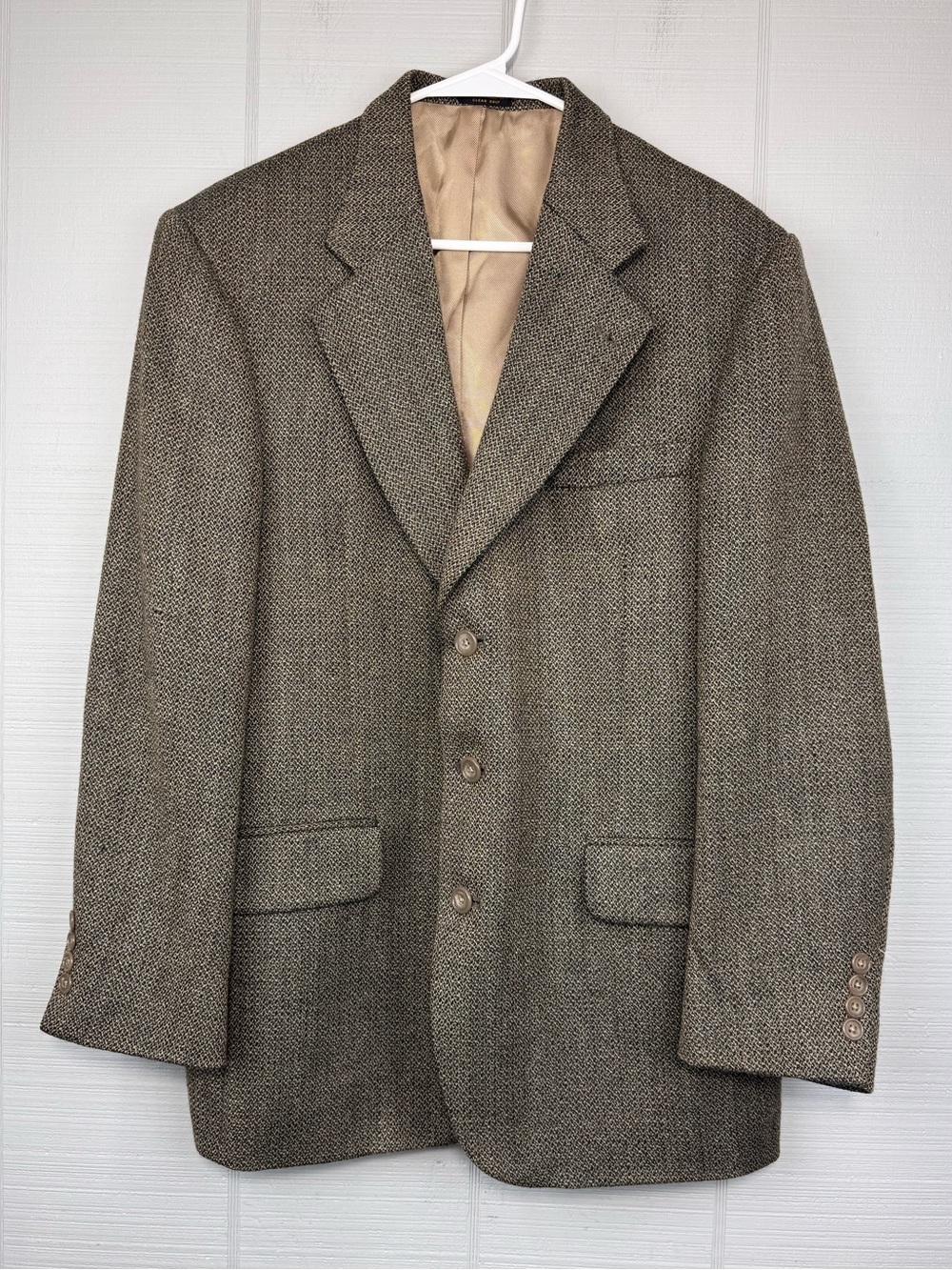 Vintage Oscar de la Renta Brown Tan Wool Tweed Sport Coat Blazer 42R
